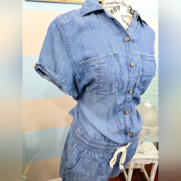 NWT Jolt Denim Romper With Drawstring Waist - Picture 6 of 14